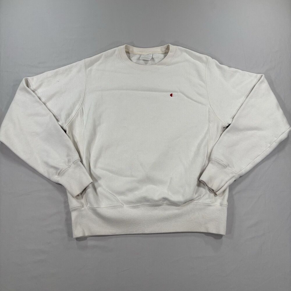 Vtg 90s Champion Reverse Weave Crewneck Sweatshirt Mens Size Small White Blank